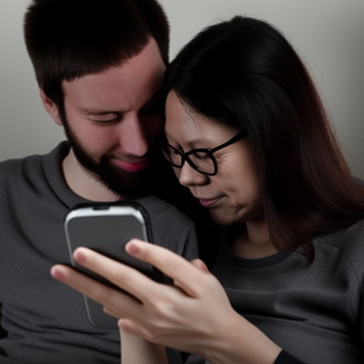 a couple using their smartphones