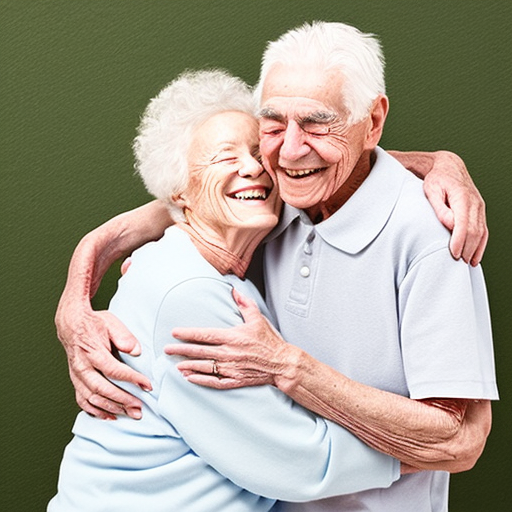 An elderly couple happily embracing each other, symbolizing a healthy and satisfying sexual life in old age